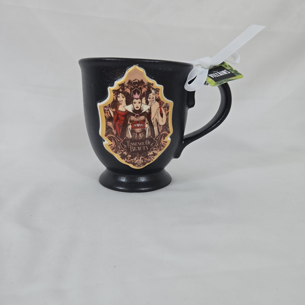 Disney Villains X Rae Dunn Matte Black Textured Essence Of‎ Beauty Pedestal Mug